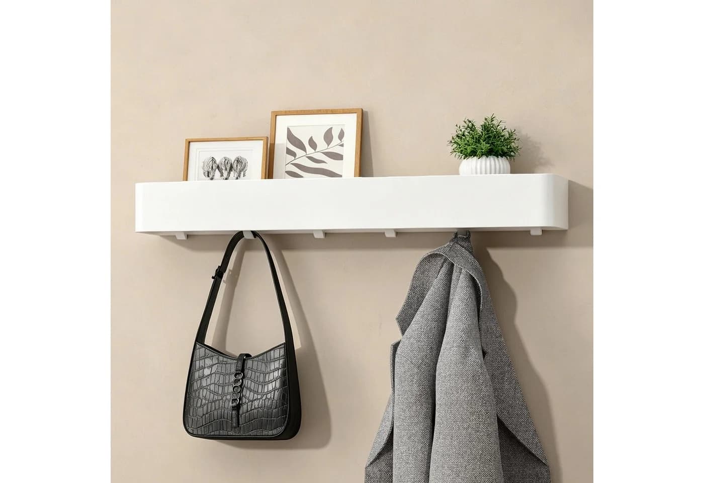 doporro Wandgarderobe mit Ablage und Haken aus Stahl - Bild 2