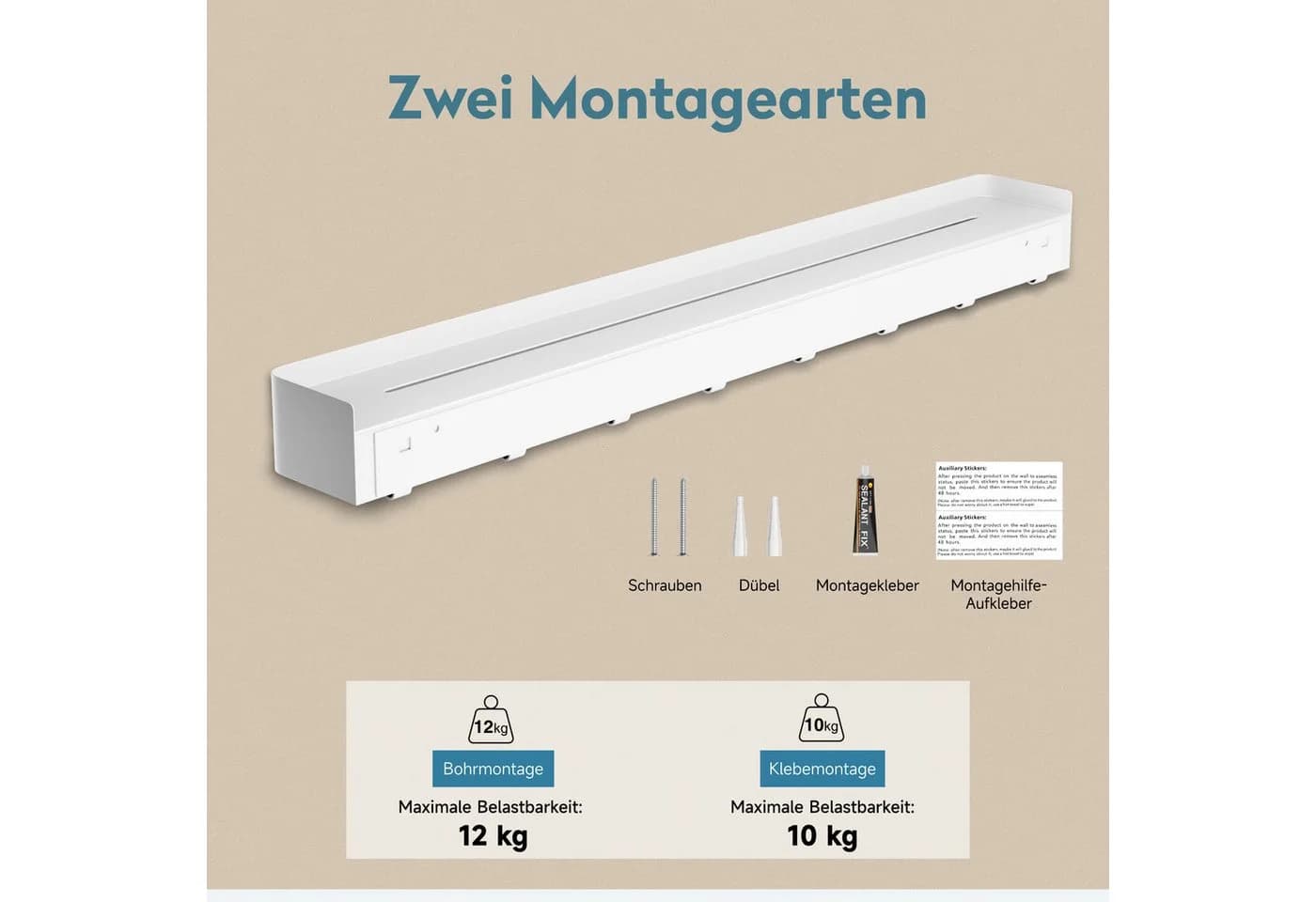 doporro Wandgarderobe mit Ablage und Haken aus Stahl - Bild 4