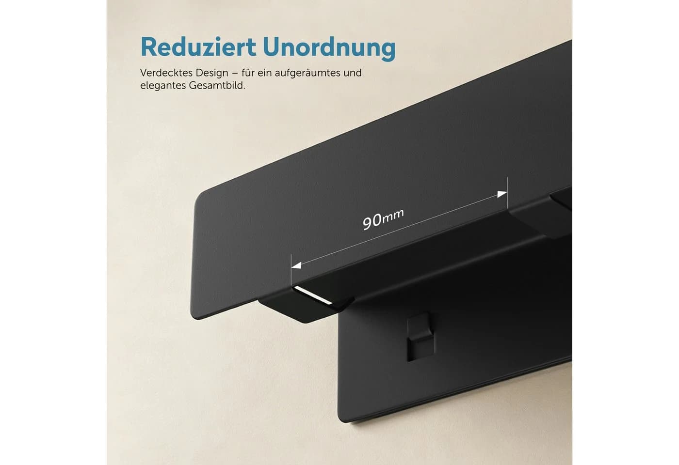 doporro Garderobenleiste Stalo mit Ablage & Haken, Metall, Schwarz - Bild 3