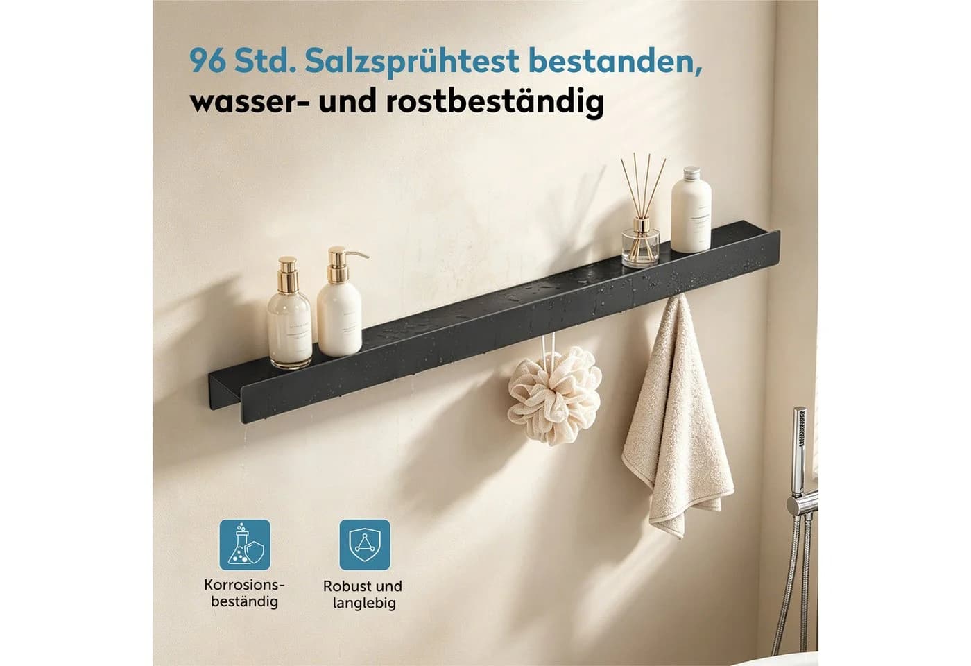 doporro Garderobenleiste Stalo mit Ablage & Haken, Metall, Schwarz - Bild 5