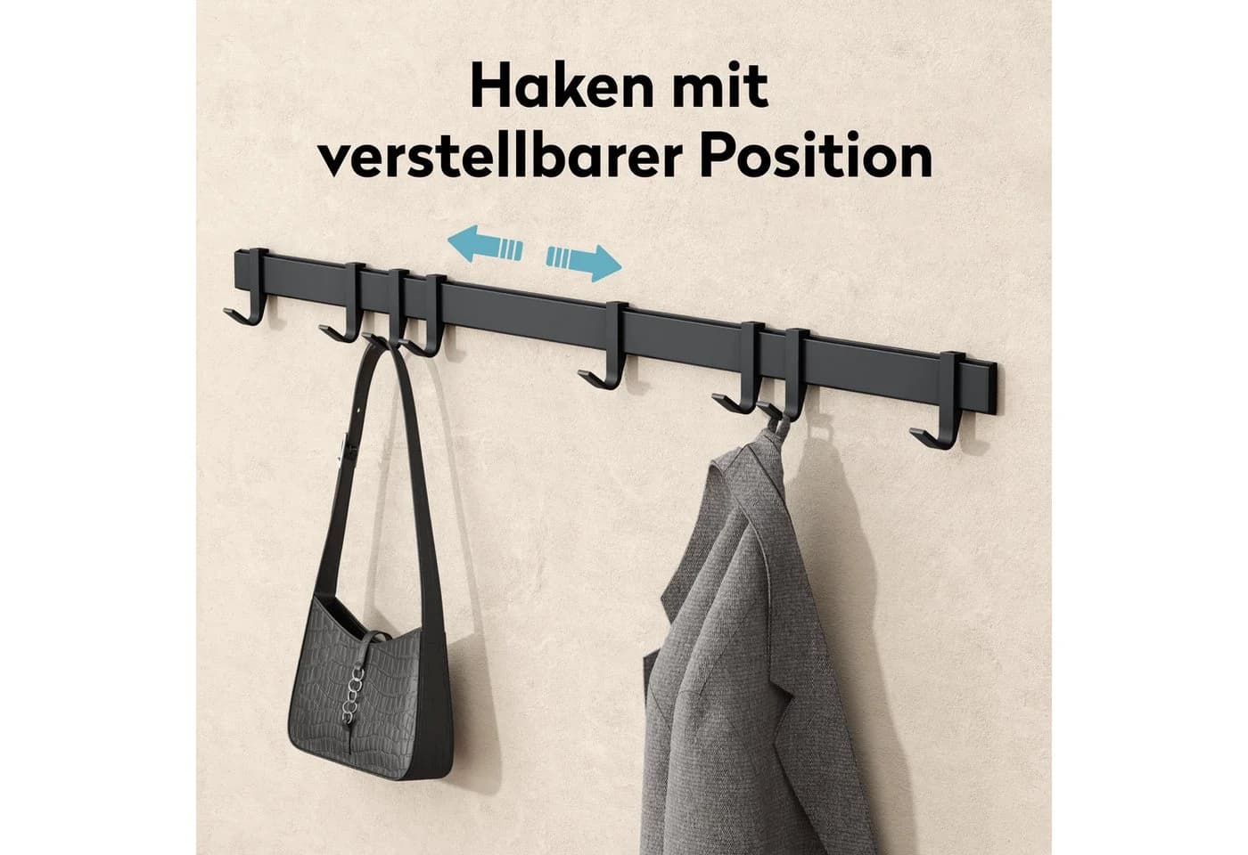 dopporro Garderobenleiste 4/6/8 Haken Alu Verschiebbar Selbstklebend