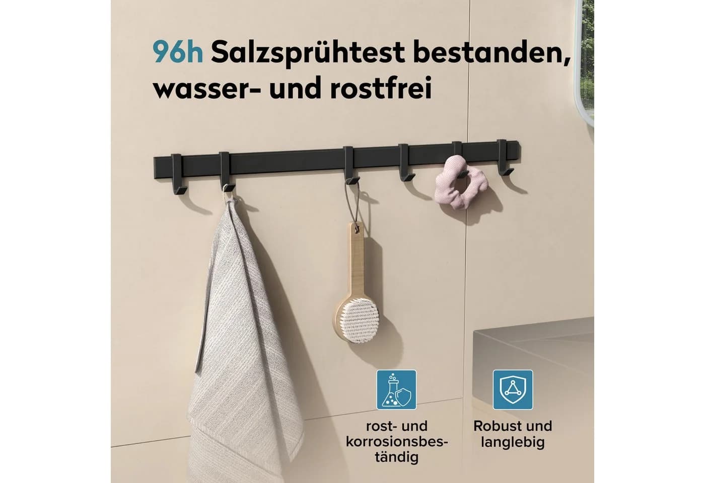 dopporro Garderobenleiste 4/6/8 Haken Alu Verschiebbar Selbstklebend - Bild 4
