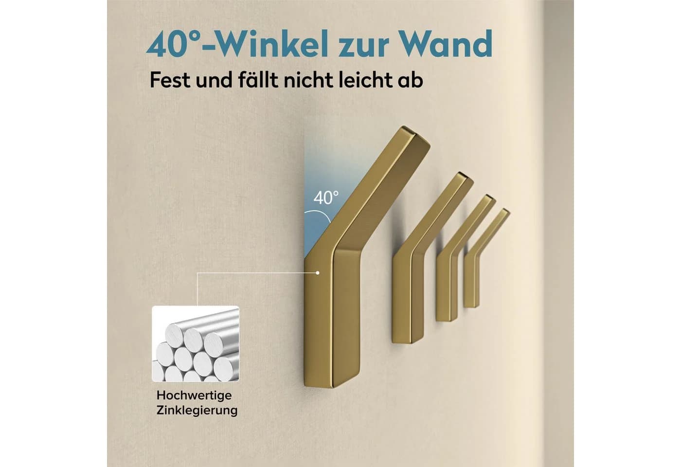 doporro Wandhaken Stalo-13 Gebürstet Gold Zinklegierung