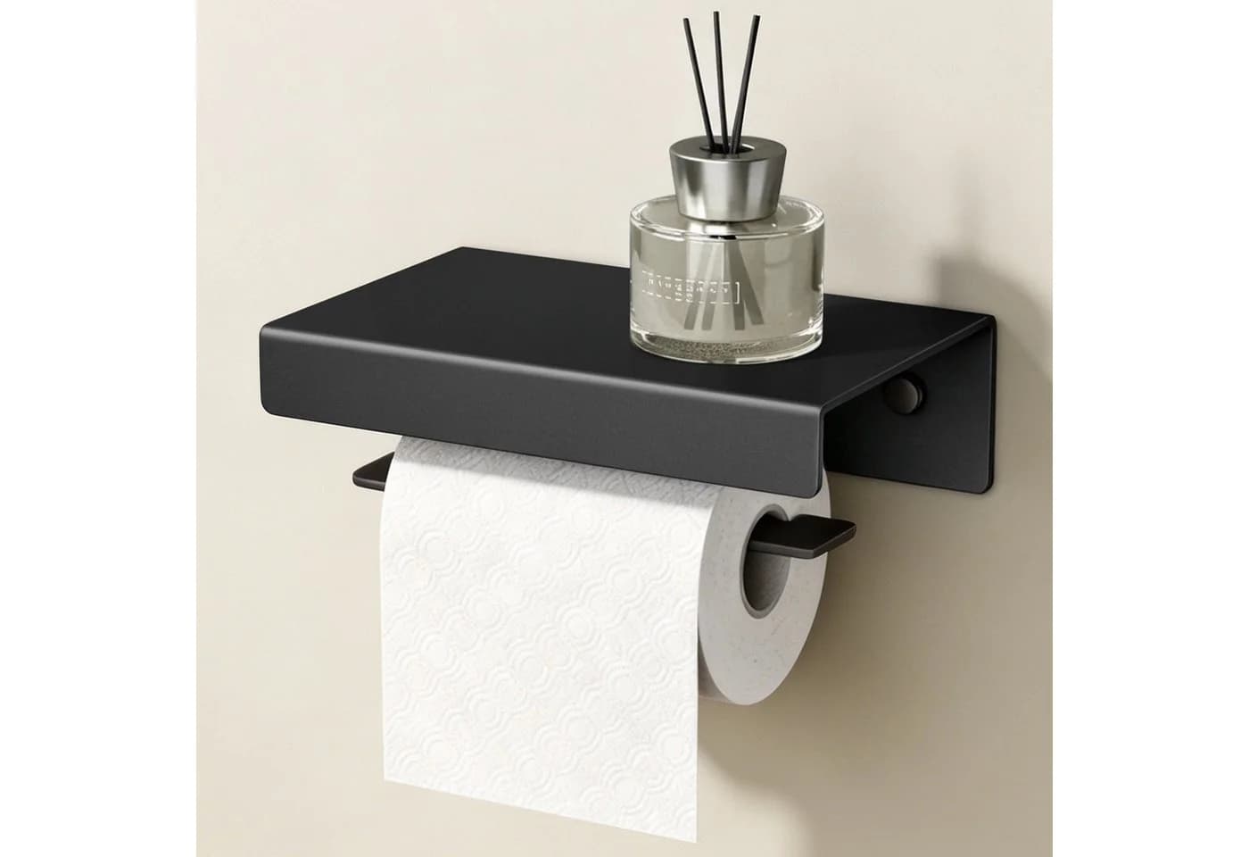 doporro Toilettenpapierhalter mit Ablage Lino-05 Aluminium Schwarz - Bild 2