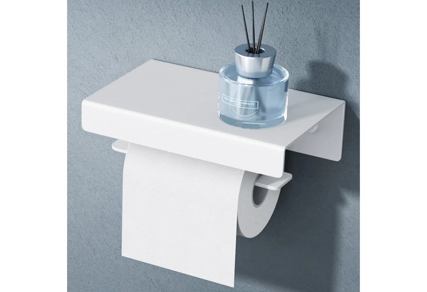 doporro Toilettenpapierhalter mit Ablage Sandweiß Aluminium - Bild 2