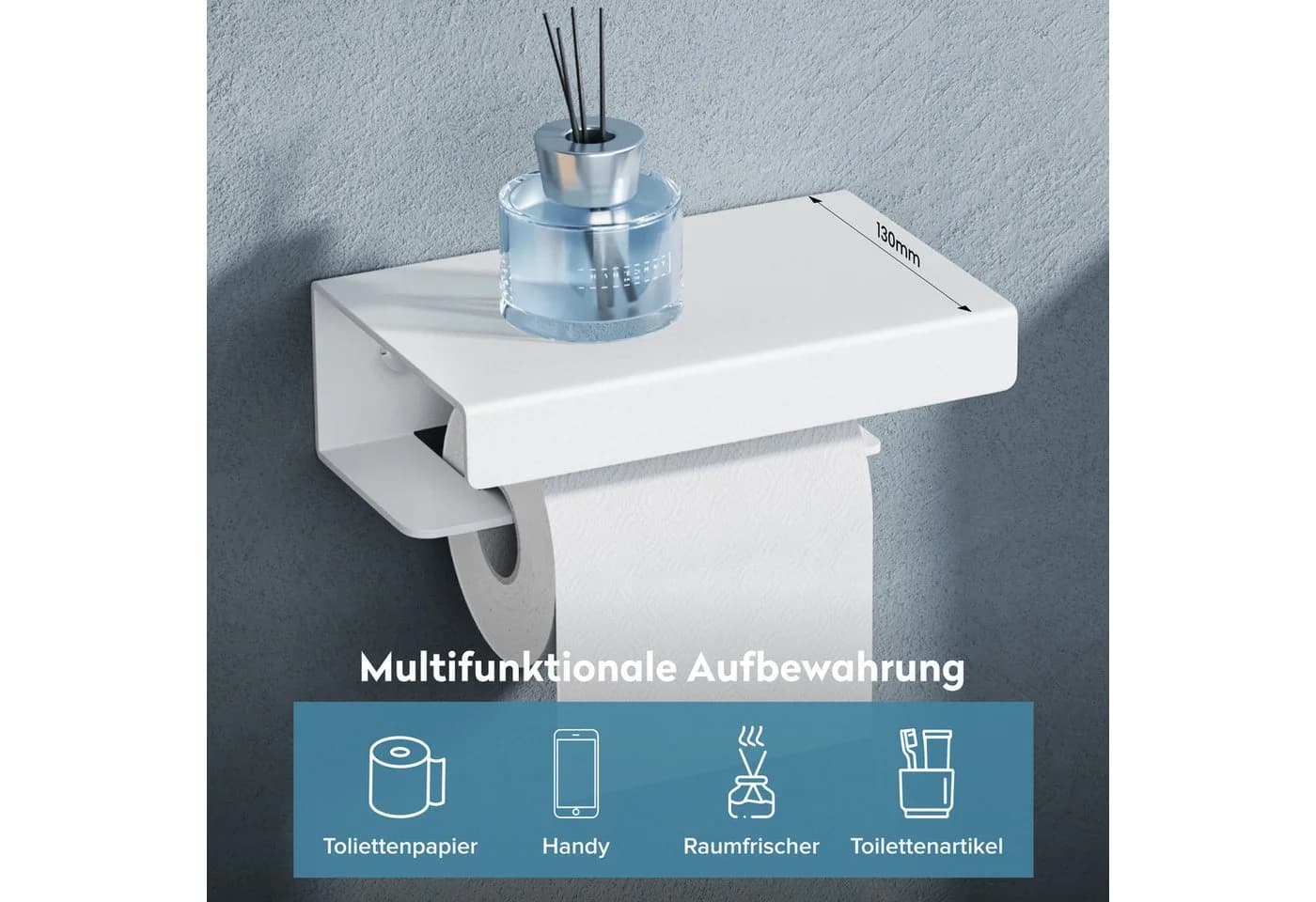 doporro Toilettenpapierhalter mit Ablage Sandweiß Aluminium - Bild 4