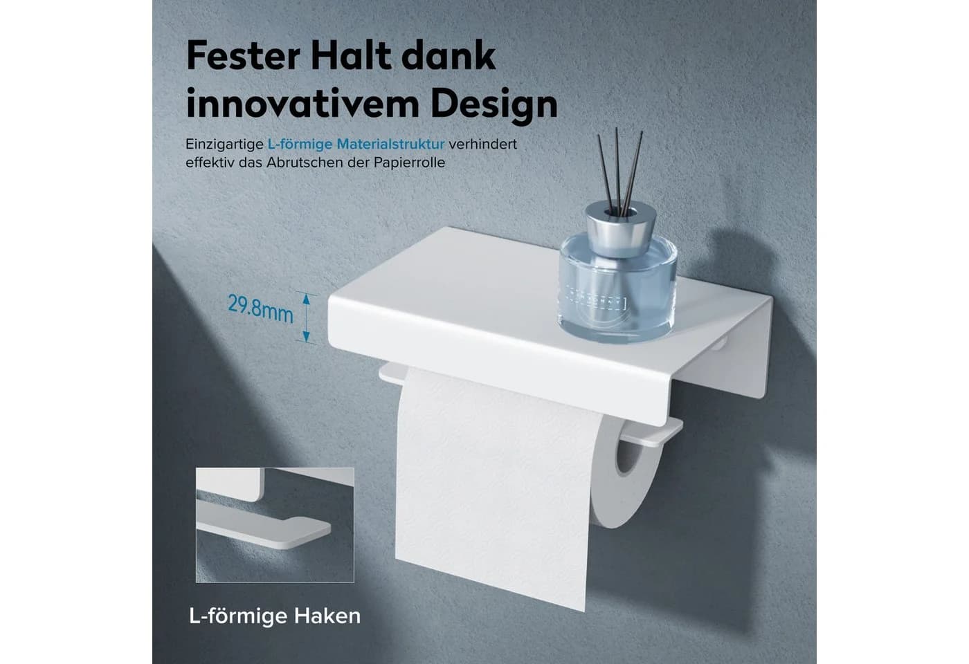 doporro Toilettenpapierhalter mit Ablage Sandweiß Aluminium - Bild 5