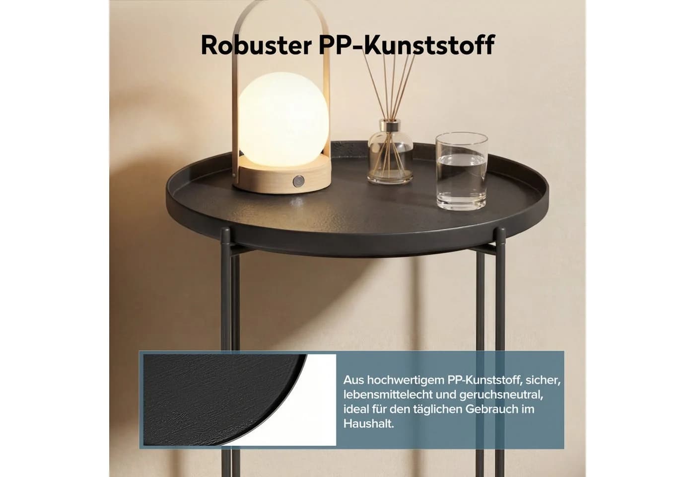 doporro Beistelltisch Reglo-08 Schwarz Kunststoff & Geflochten