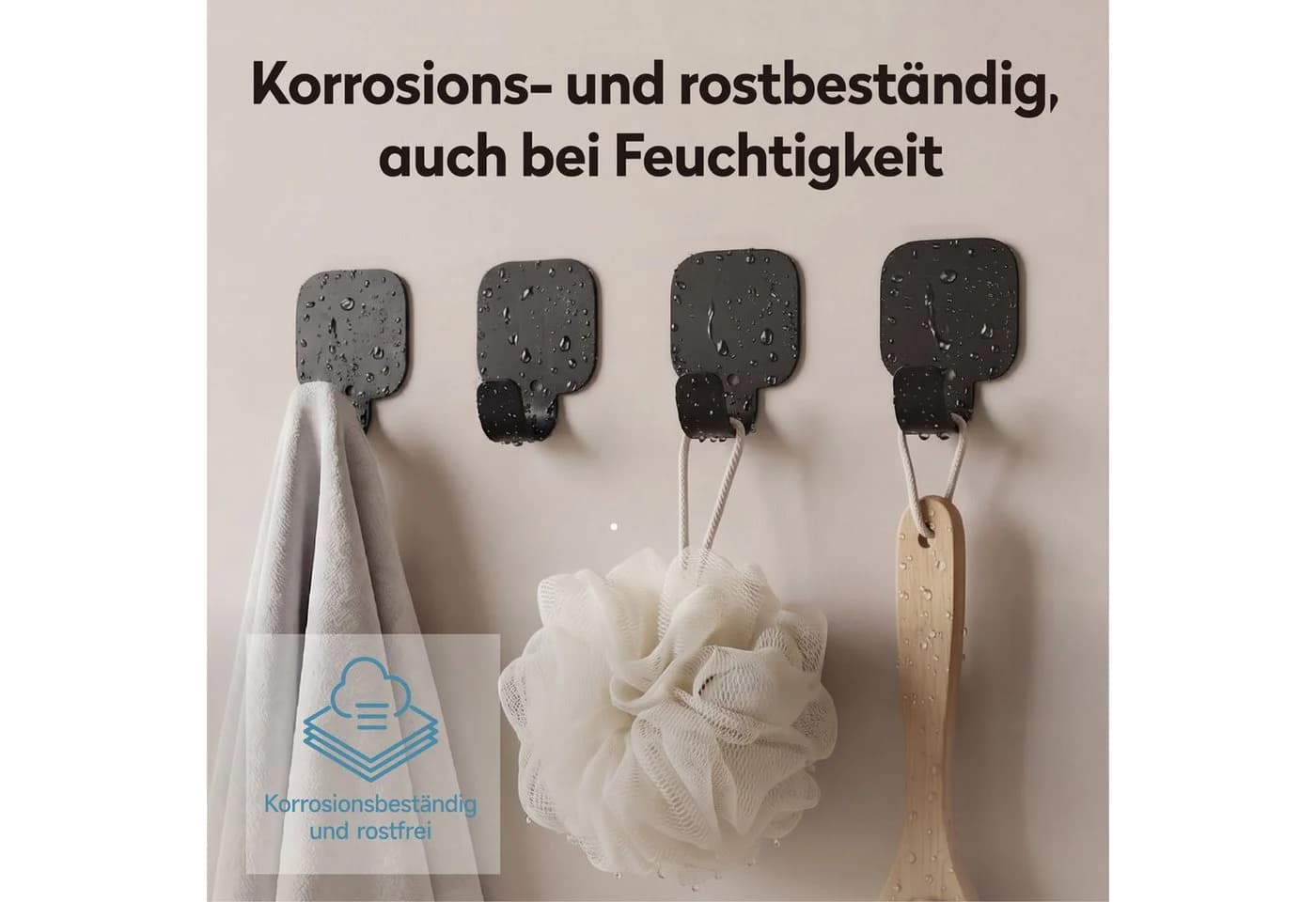 doporro Wandhaken Klebehaken 4 Stück Aluminium Schwarz - Bild 4