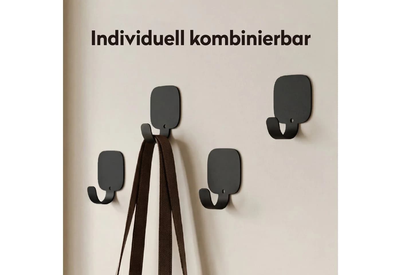 doporro Wandhaken Klebehaken 4 Stück Aluminium Schwarz - Bild 5