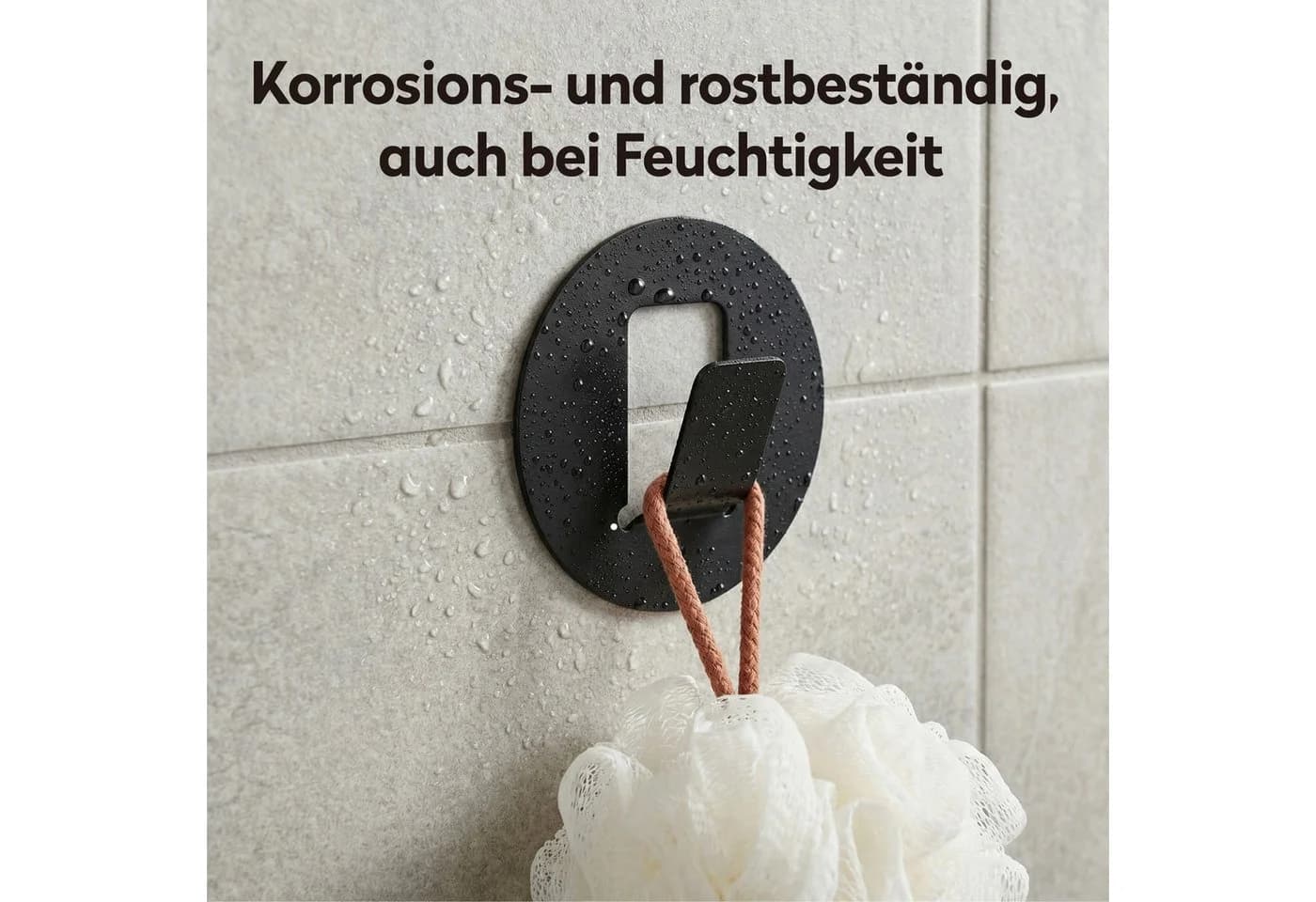 doporro Wandhaken Klebehaken ohne Bohren 4 Stück rund Schwarz - Bild 3