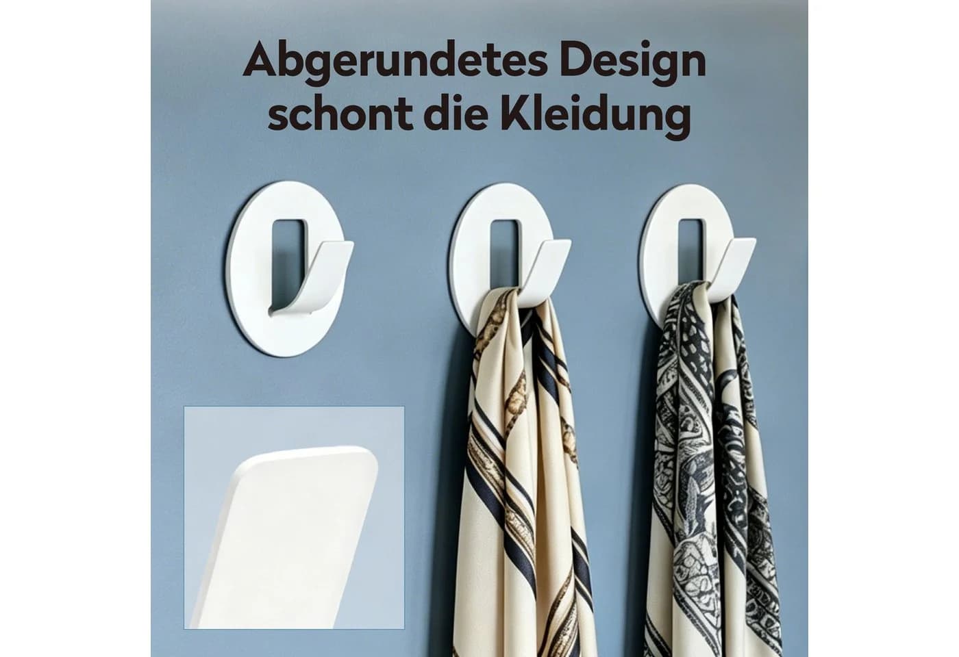 doporro Klebehaken 4er Set Rund Weiß Ohne Bohren Aluminium - Bild 3