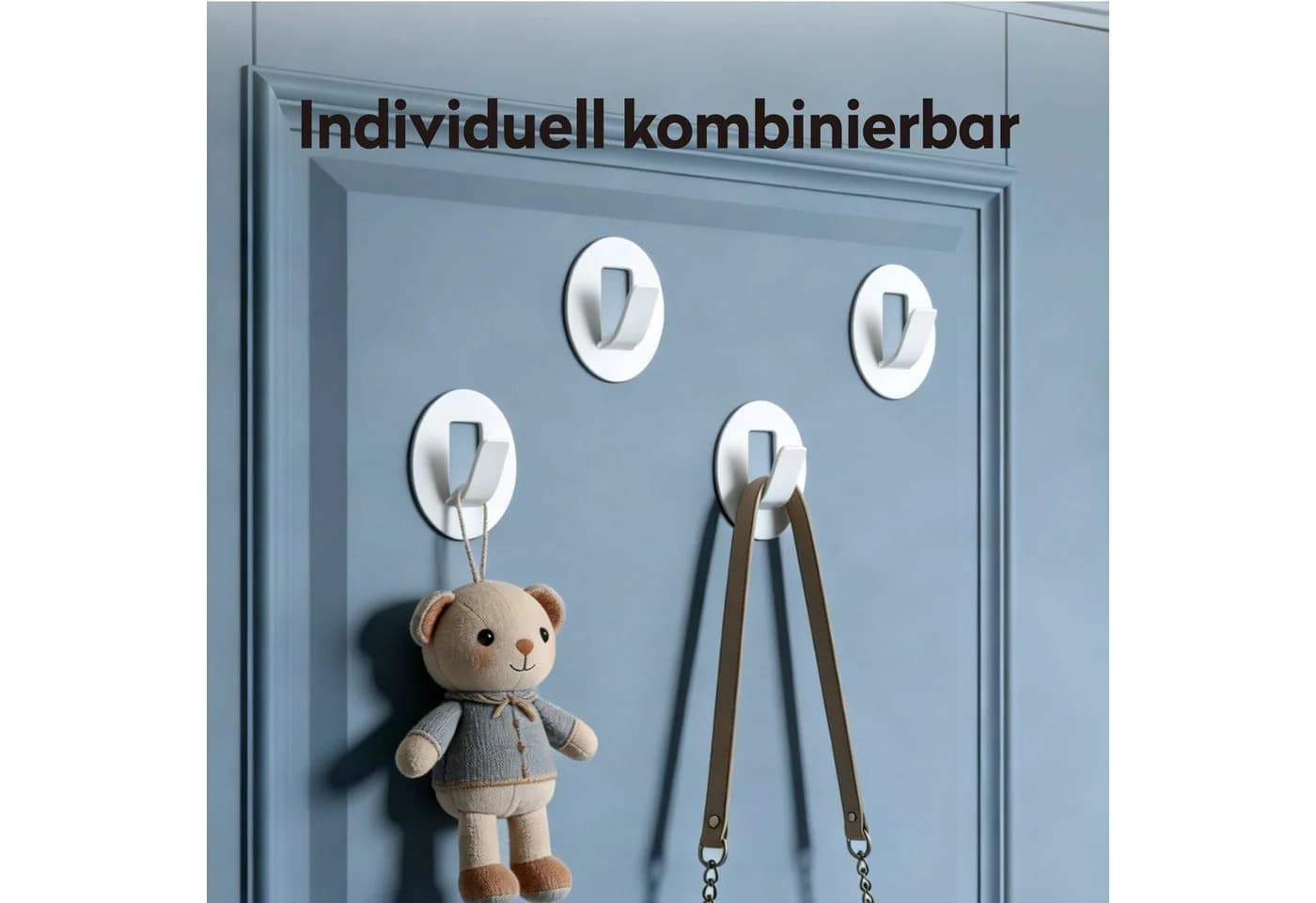 doporro Klebehaken 4er Set Rund Weiß Ohne Bohren Aluminium - Bild 5