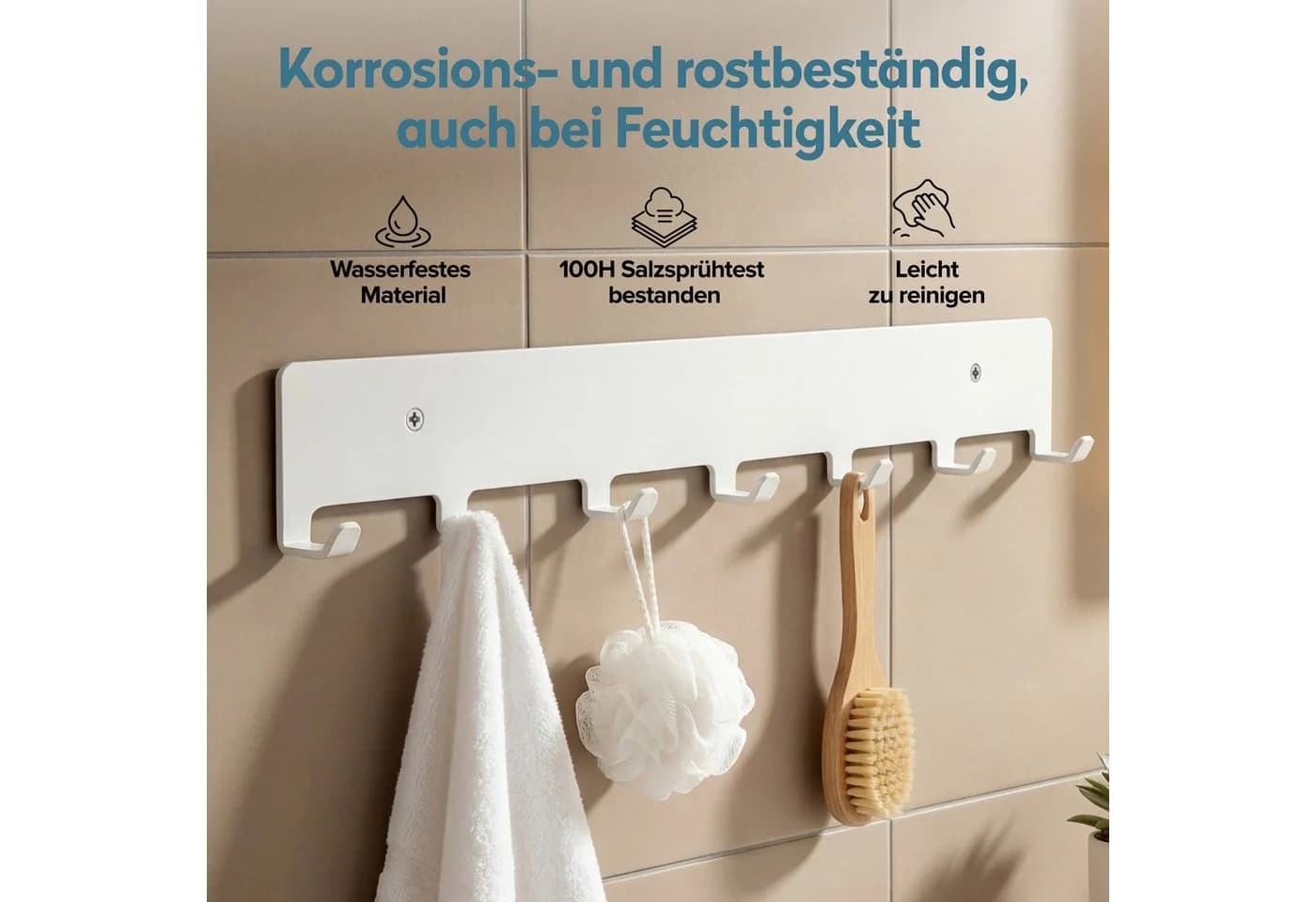doporro Garderobenleiste 7 Haken Weiß Kohlenstoffstahl - Bild 3