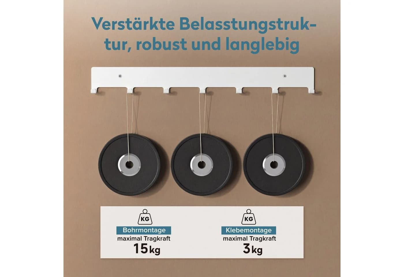 doporro Garderobenleiste 7 Haken Weiß Kohlenstoffstahl - Bild 5