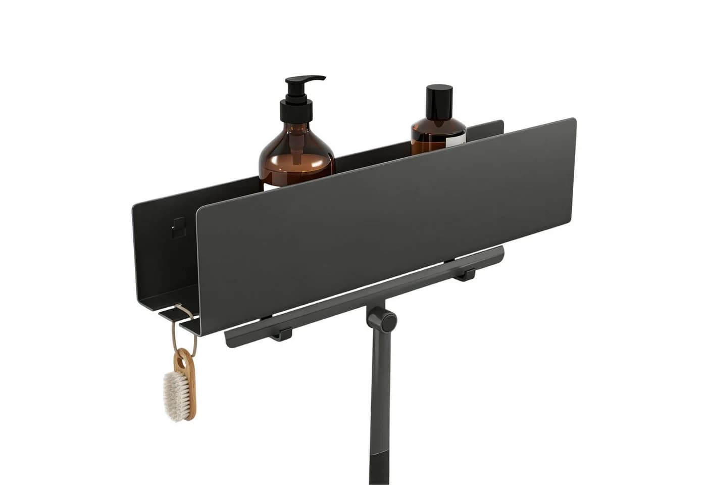 doporro Duschregal Wandregal 40cm Schwarz/Weiß mit 2 Haken - Bild 2