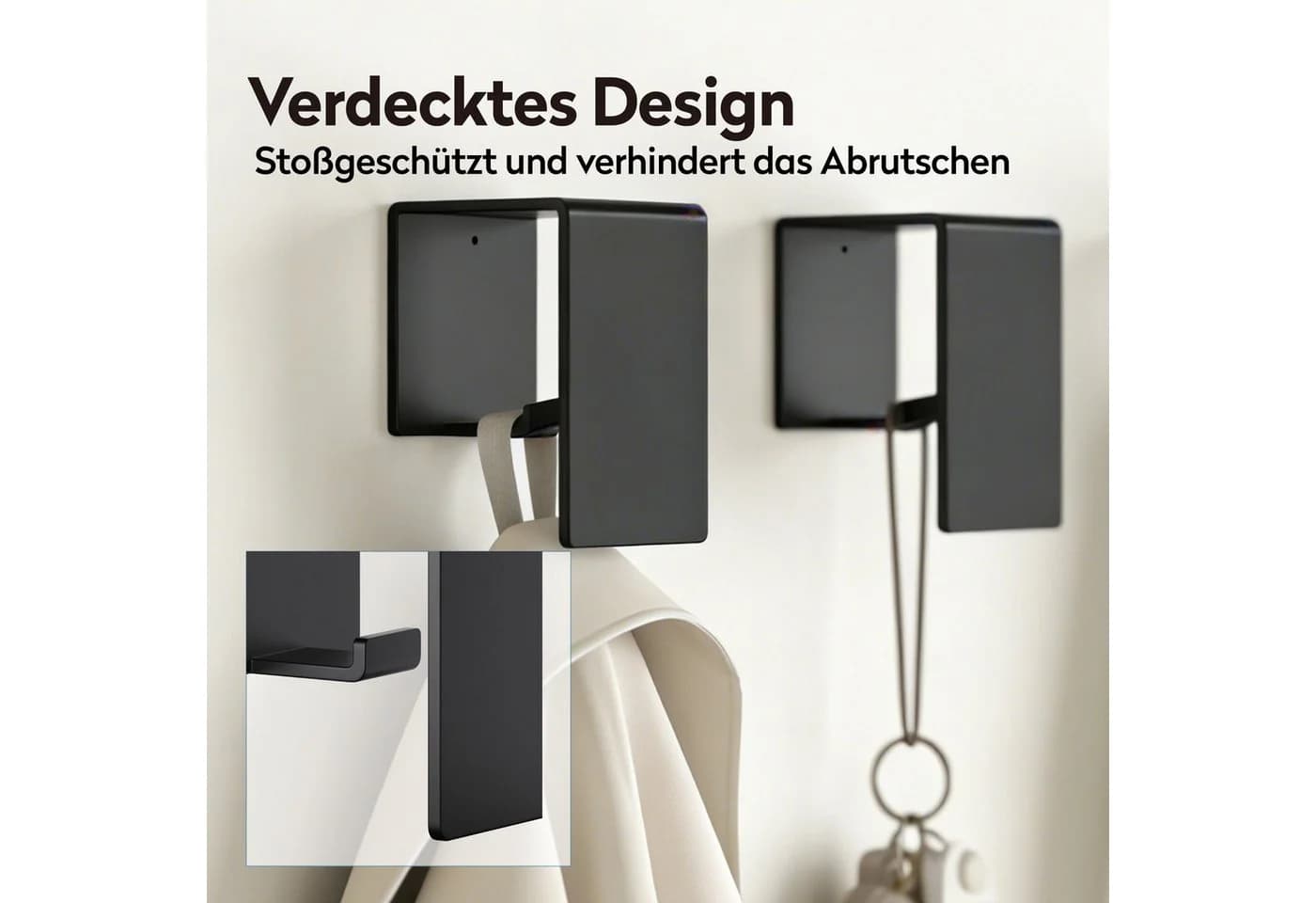 doporro Handtuchhaken Klebehaken Sandschwarz ohne Bohren - Bild 3