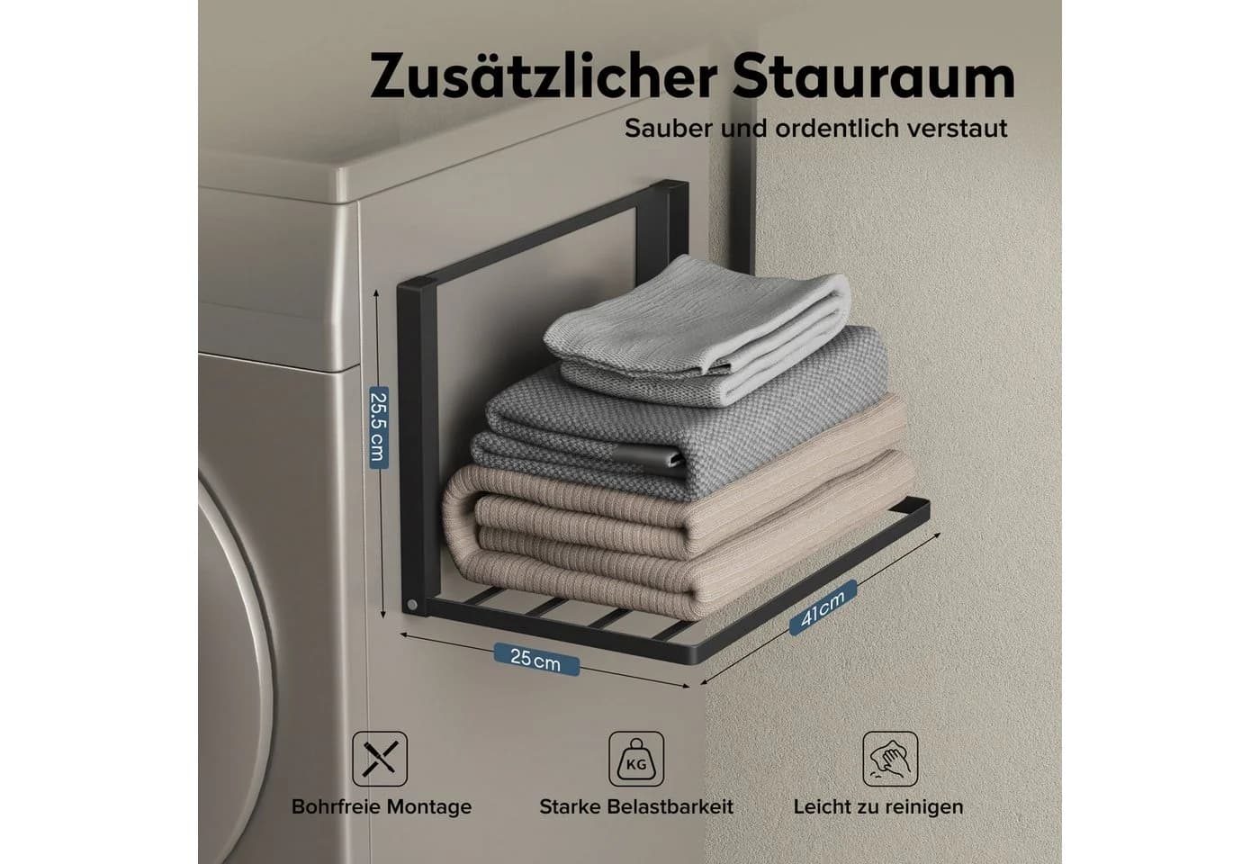 doporro Handtuchhalter Magnetisch Klappbar Schwarz Metall - Bild 5