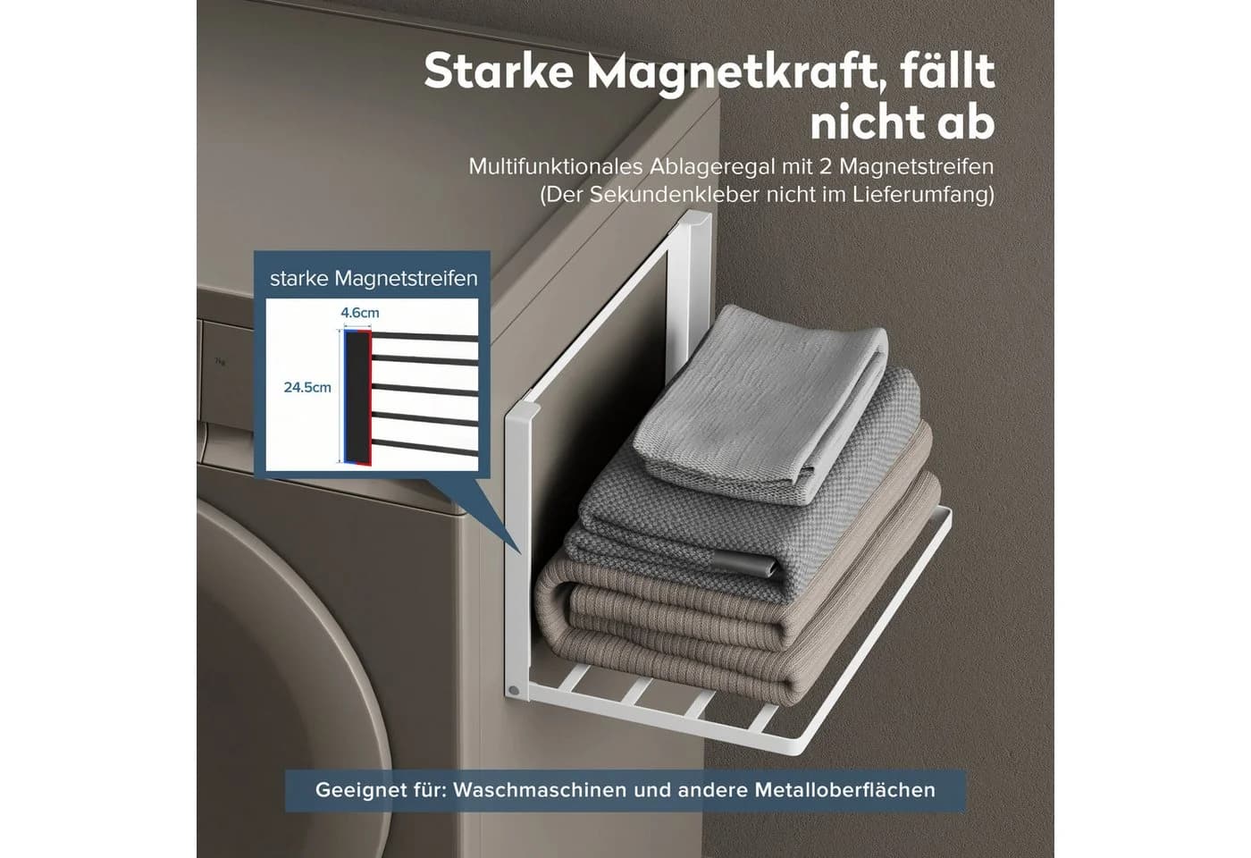 doporro Handtuchhalter Magnetisch Klappbar Metall Weiß/Schwarz - Bild 3