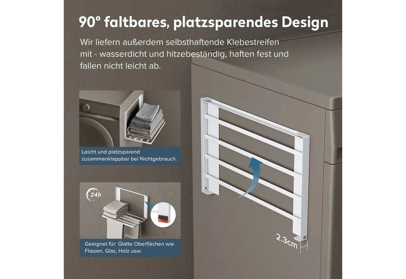 doporro Handtuchhalter Magnetisch Klappbar Metall Weiß/Schwarz - Bild 4