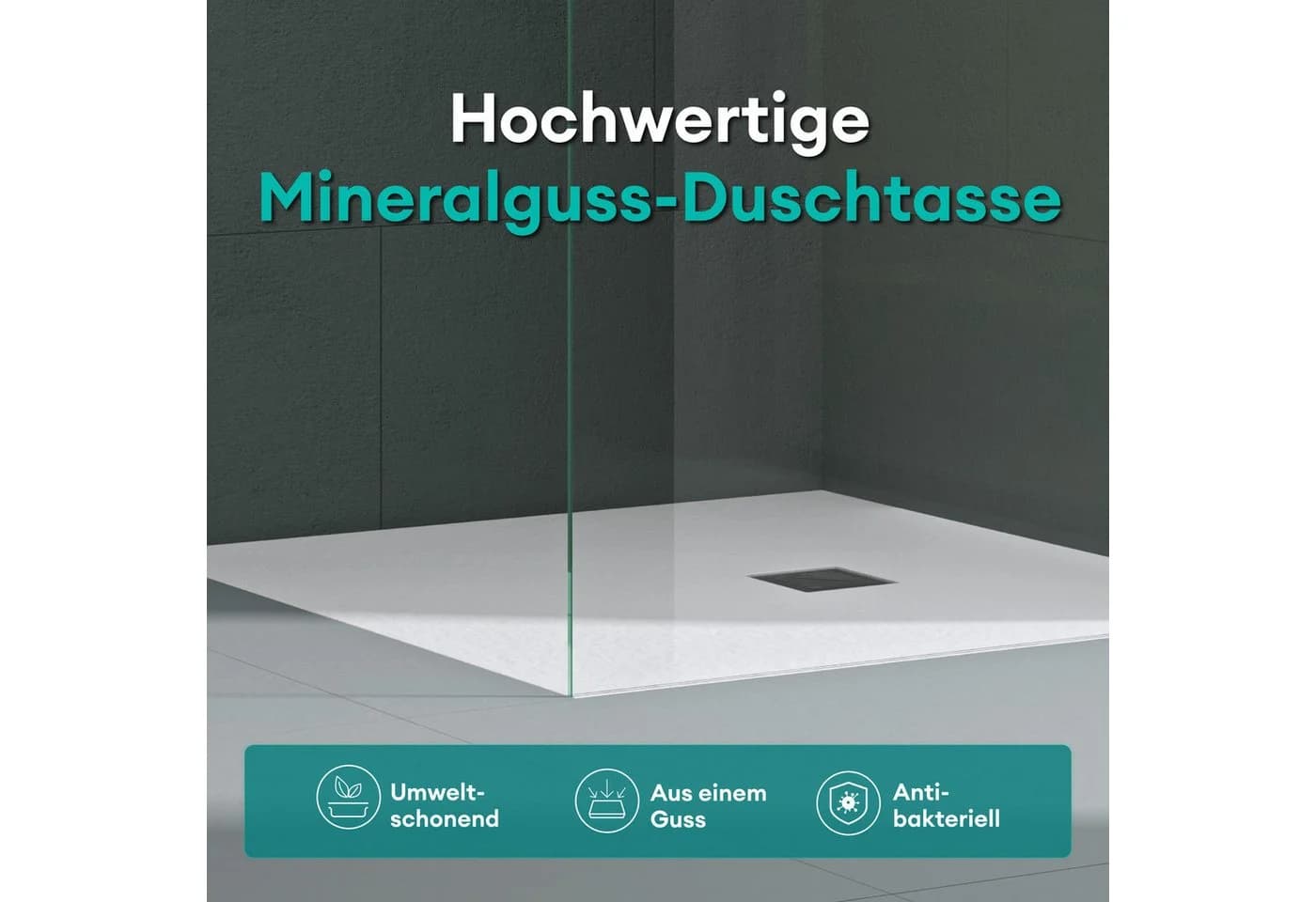 Mai & Mai Duschwanne Mineralguss Duschtasse Geoma09 - Bild 3