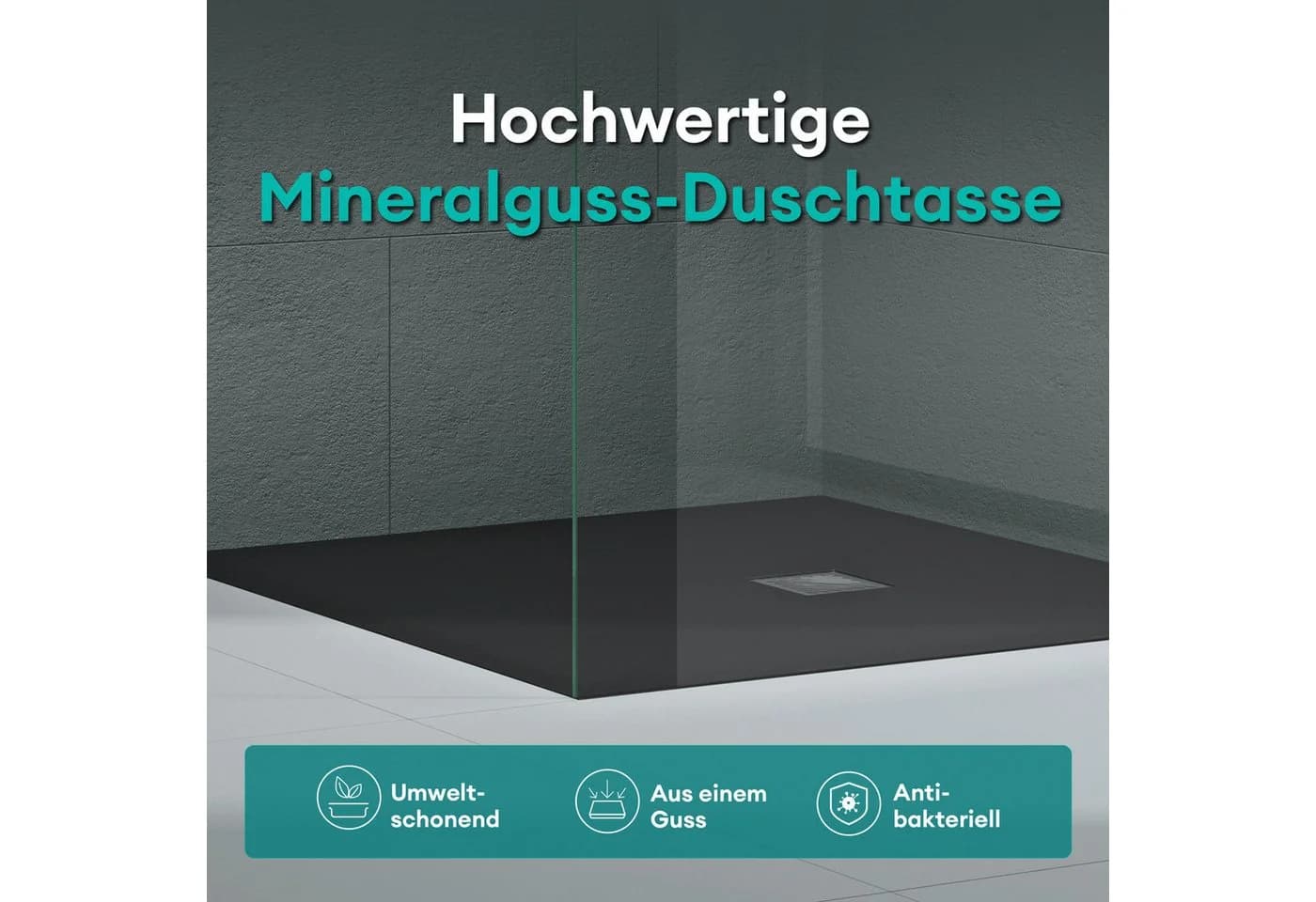 Mai & Mai Duschwanne Mineralguss Rutschfest DIN Anschlüsse - Bild 3