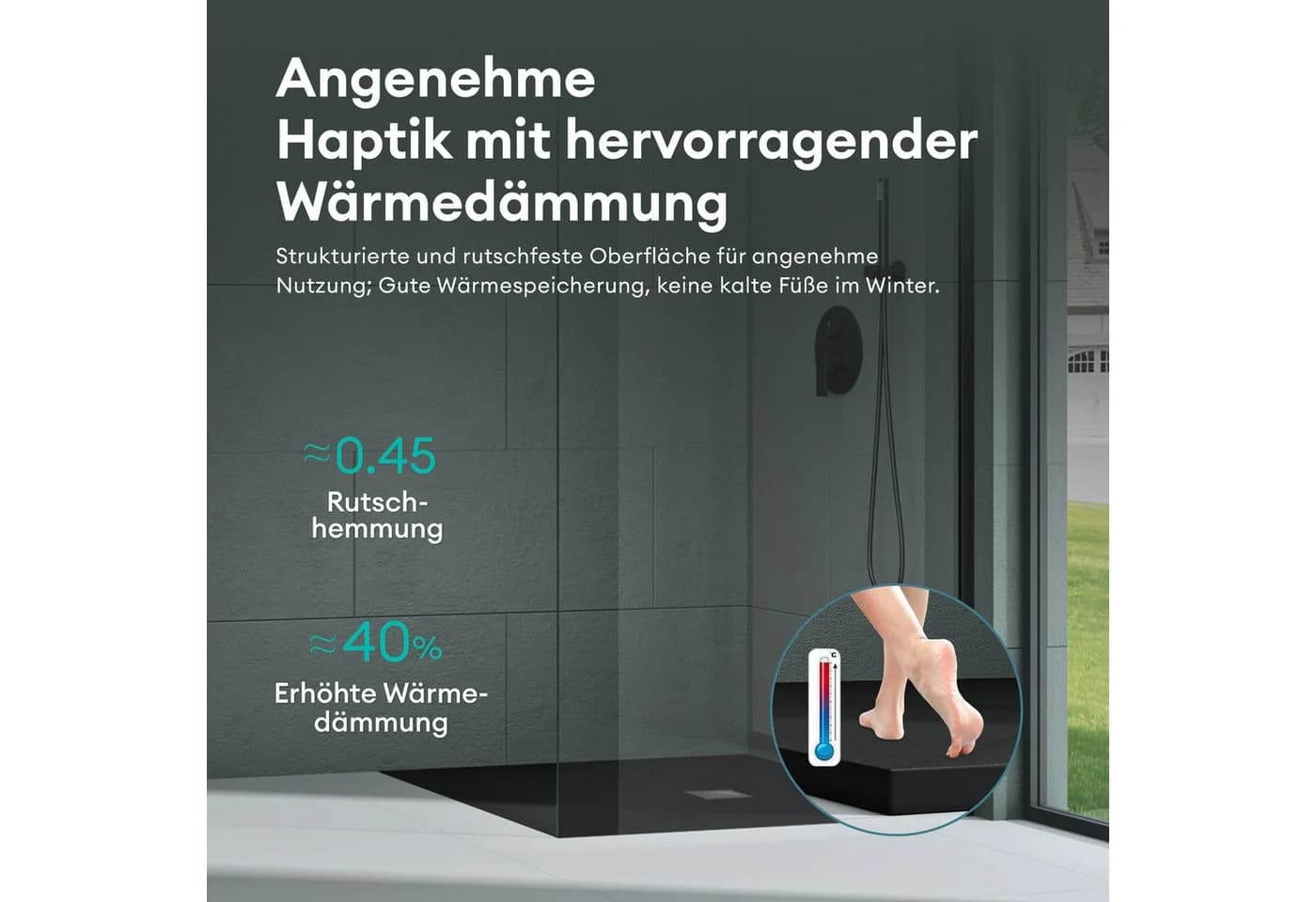 Mai & Mai Duschwanne Mineralguss Rutschfest DIN Anschlüsse - Bild 5