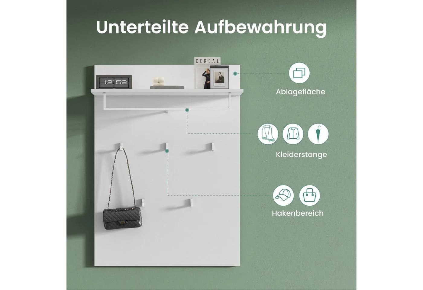 Mai & Mai Wandgarderobe Gabo-01 mit 5 Haken - Bild 5