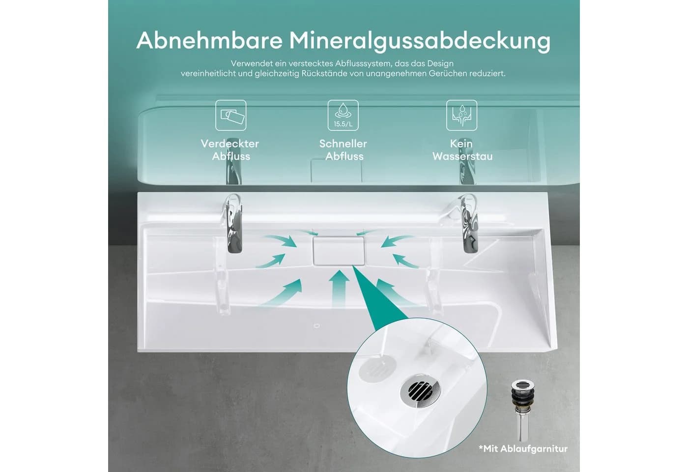 Mai & Mai Waschbecken Mineralguss Hänge-Aufsatzwaschbecken - Bild 2