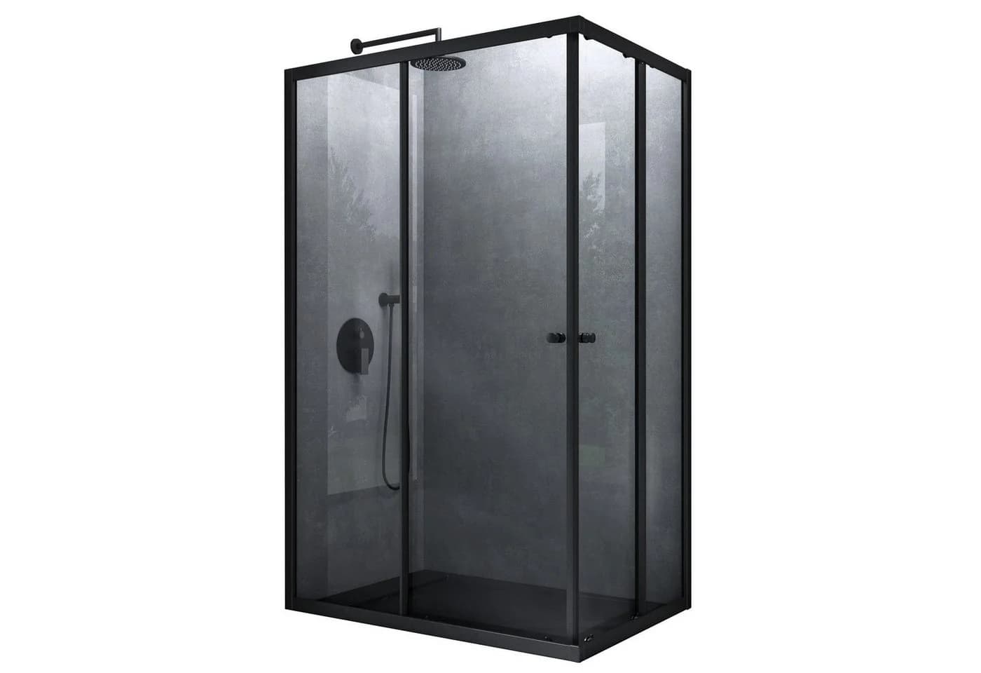 Mai & Mai Eckdusche Duschkabine Doppel-Schiebetür 190cm Nano mit ESG R16K-Schwarz - Bild 2
