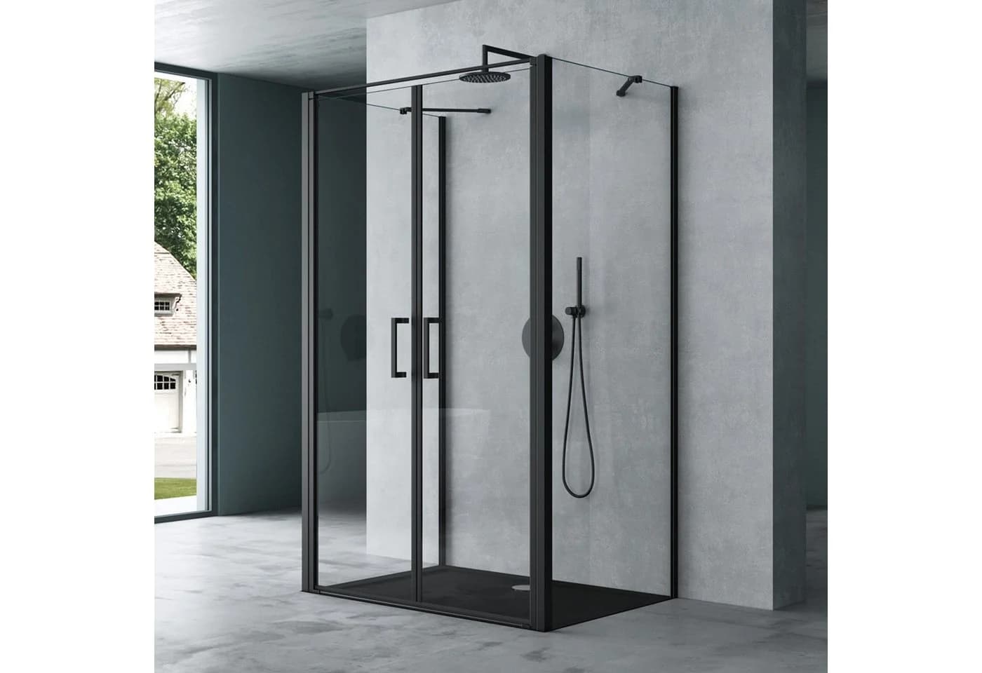 Mai & Mai Duschkabine U-Form 90x80 cm 8mm ESG-Glas Doppeldrehtür