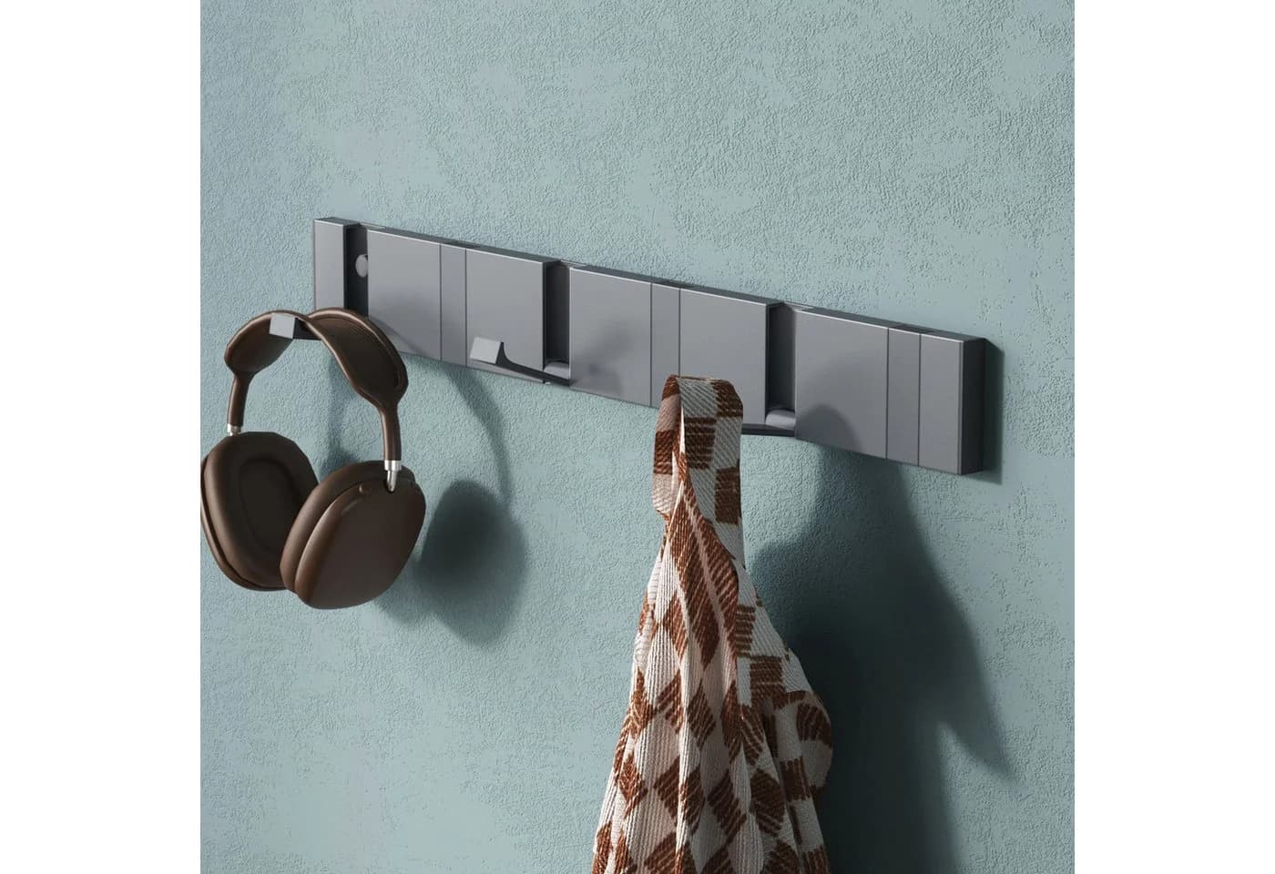 Mai & Mai Wandgarderobe Wandhaken mit 4/6 klappbaren Haken, Faltmechanik und Anti-Rutsch-Textur