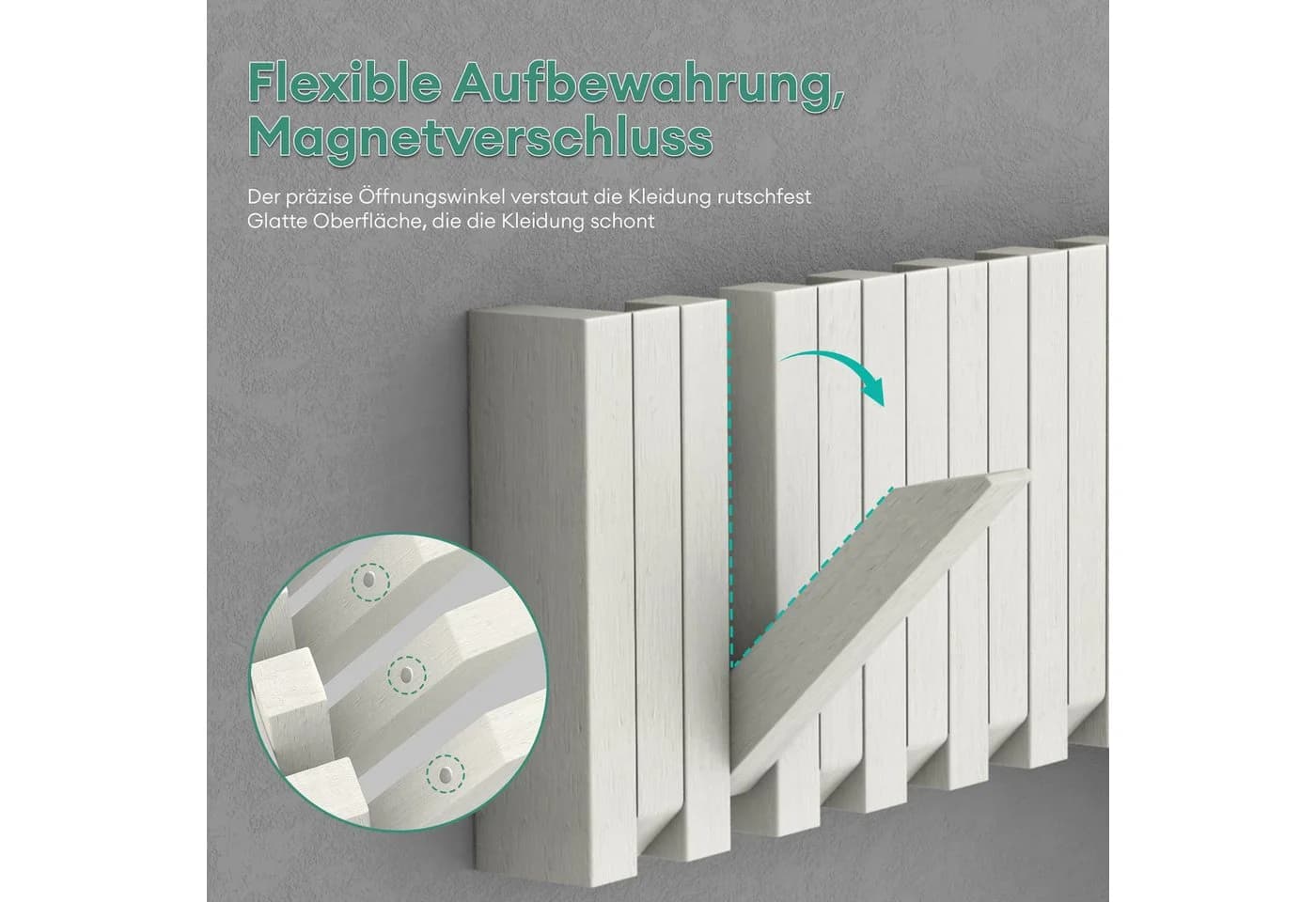 Mai & Mai Wandgarderobe Twigro-01 Magnetische Klapphaken Holz