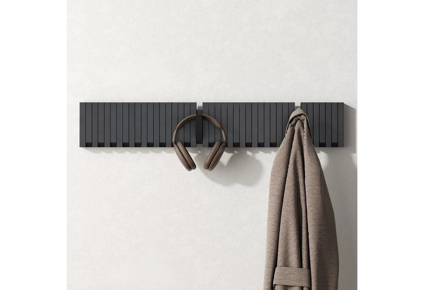 Mai & Mai Wandgarderobe mit magnetischen Klapphaken Schwarz/Weiß