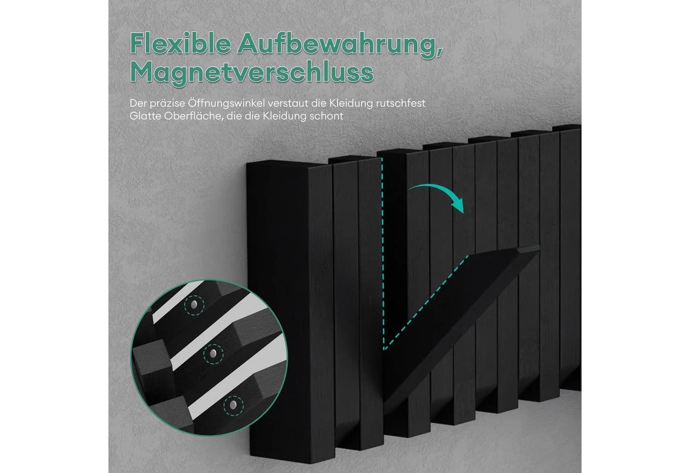 Mai & Mai Wandgarderobe mit magnetischen Klapphaken Schwarz/Weiß - Bild 3