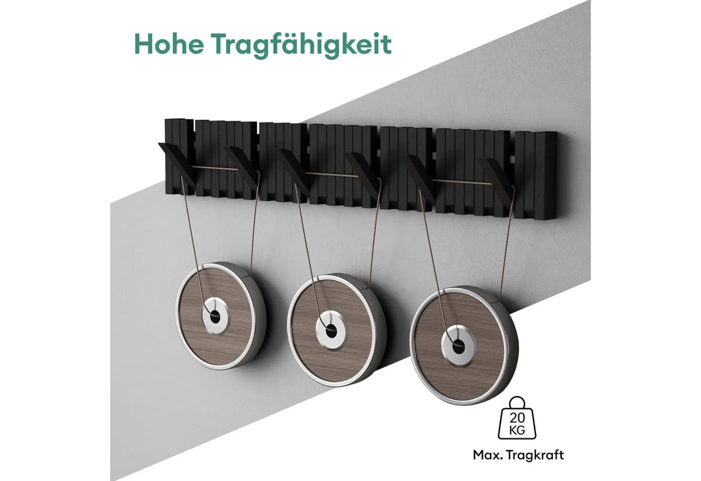 Mai & Mai Wandgarderobe mit magnetischen Klapphaken Schwarz/Weiß - Bild 5