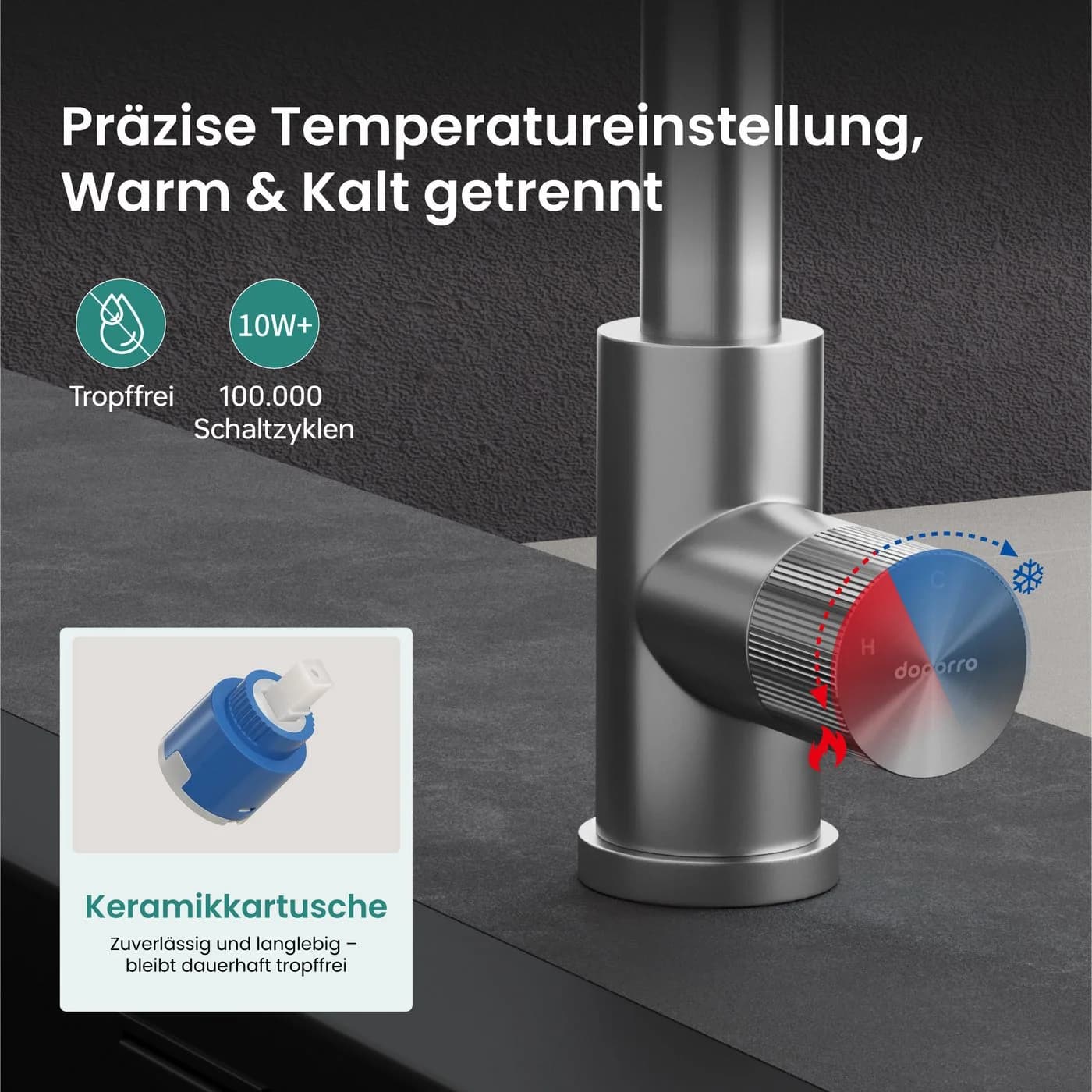 Mai & Mai Küchenarmatur Turnix-02 Edelstahl 360° schwenkbar ausziehbar - Bild 3