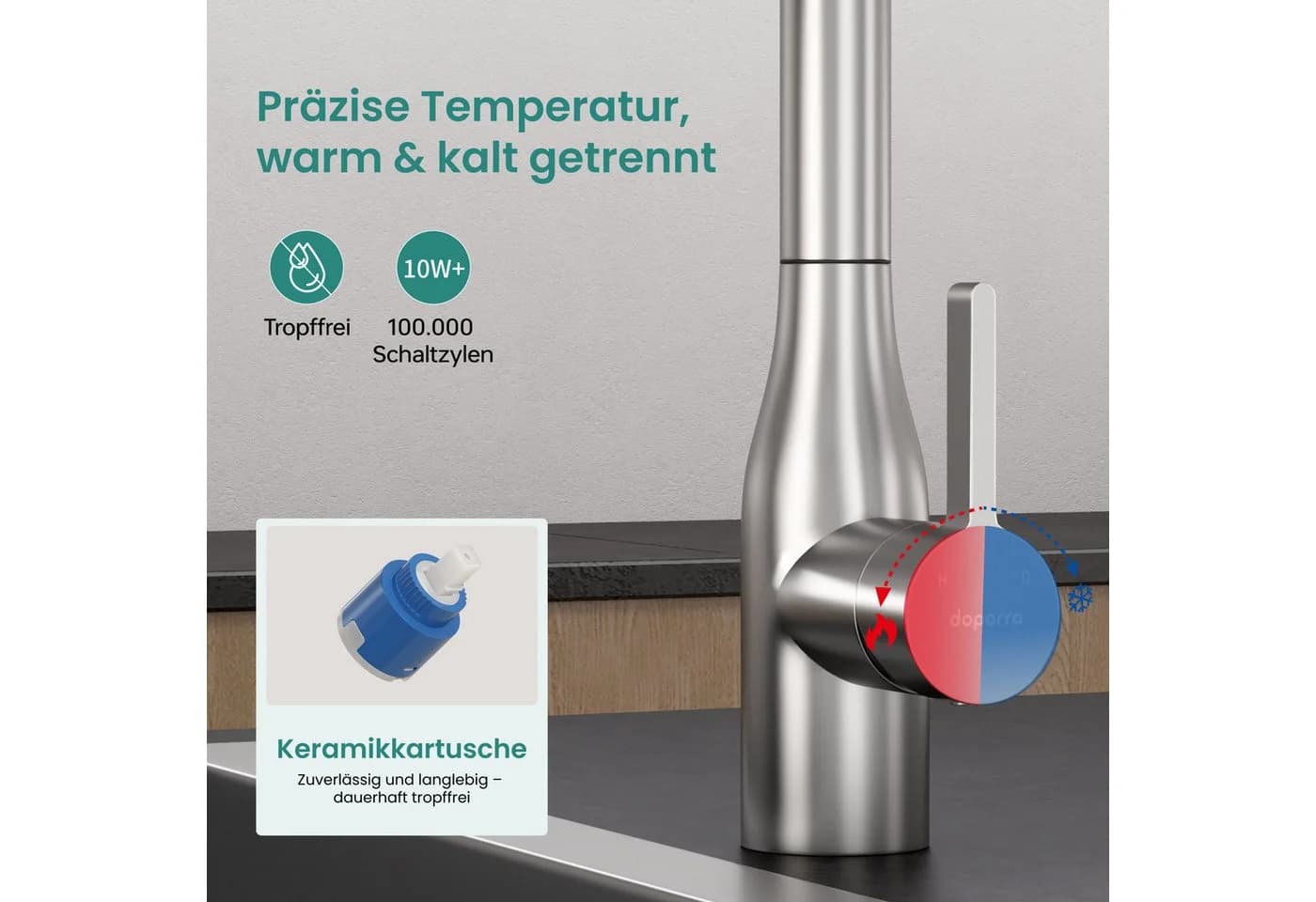 Mai & Mai Küchenarmatur Turnix04 Edelstahl 360° schwenkbar ausziehbar - Bild 3