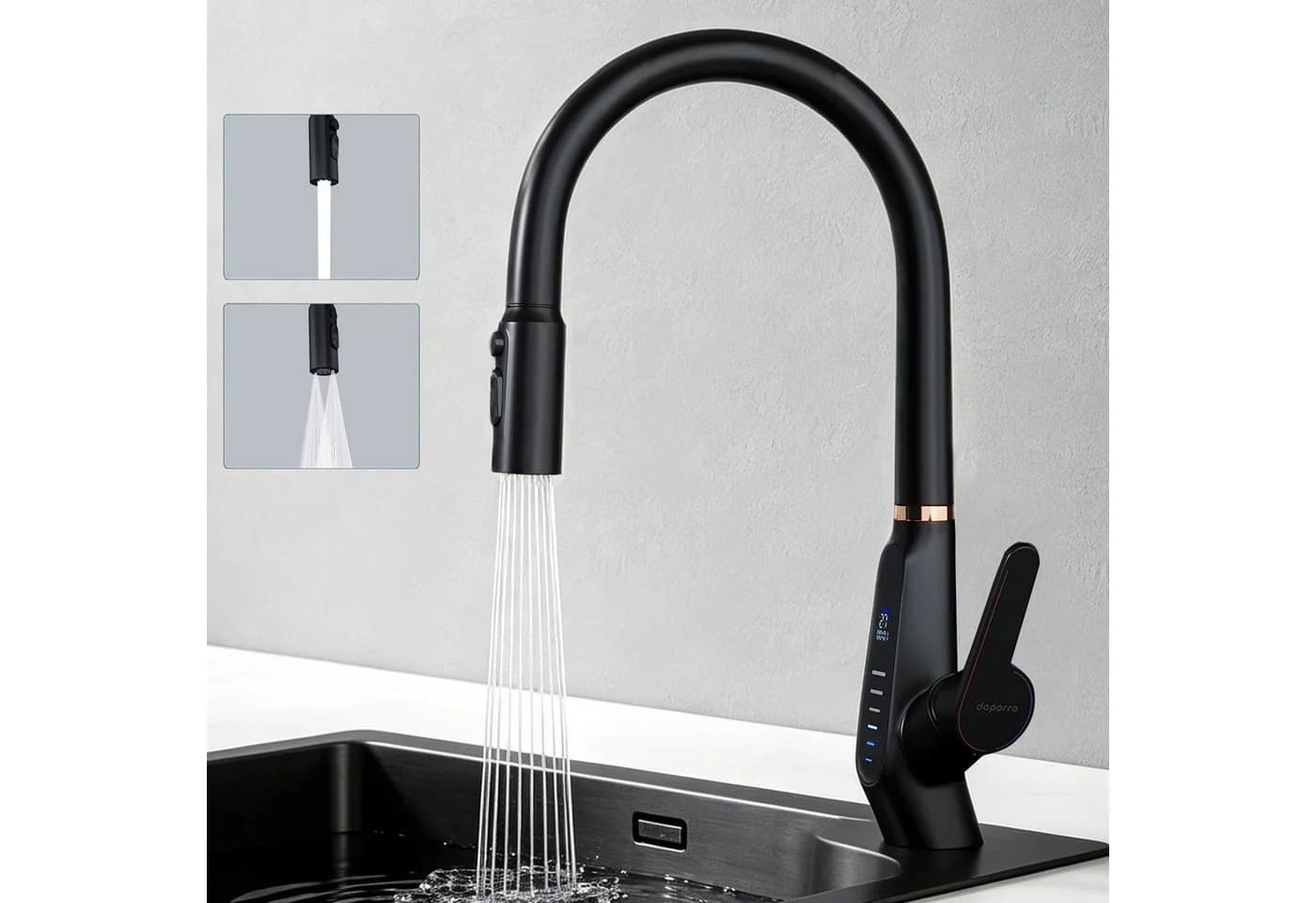 Mai & Mai Küchenarmatur MS-8085 Silber/Schwarz Keramikkartusche - Bild 2