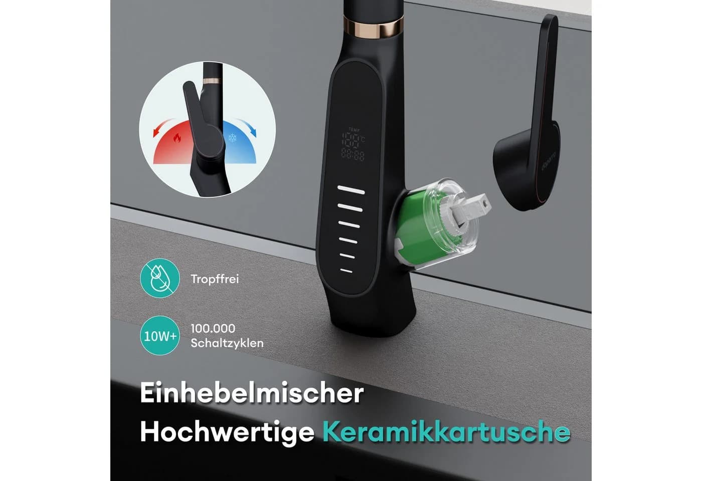 Mai & Mai Küchenarmatur MS-8085 Silber/Schwarz Keramikkartusche - Bild 5