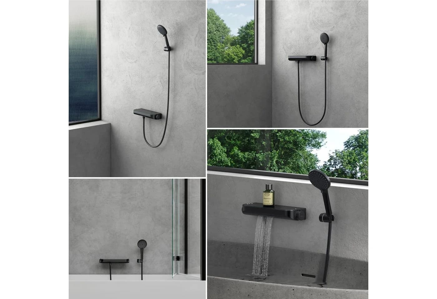 Mai & Mai Wannenarmatur mit Handbrause Thermostat 4 Strahlarten Duschsystem - Bild 3