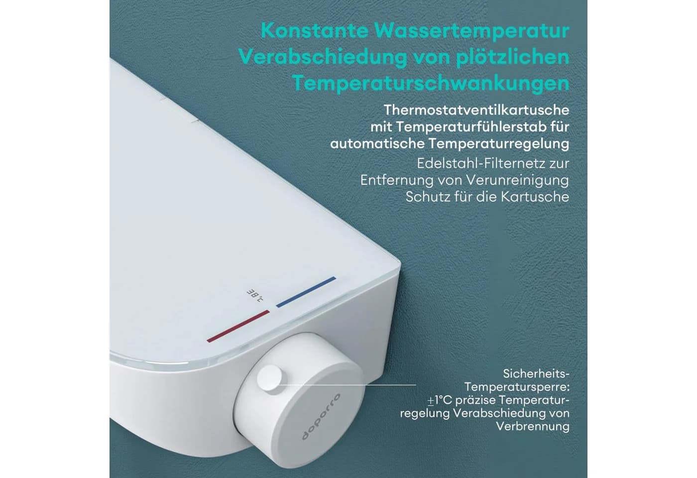 Mai & Mai Duscharmatur Duschsystem mit Thermostat Komplettset 3 Strahlarten