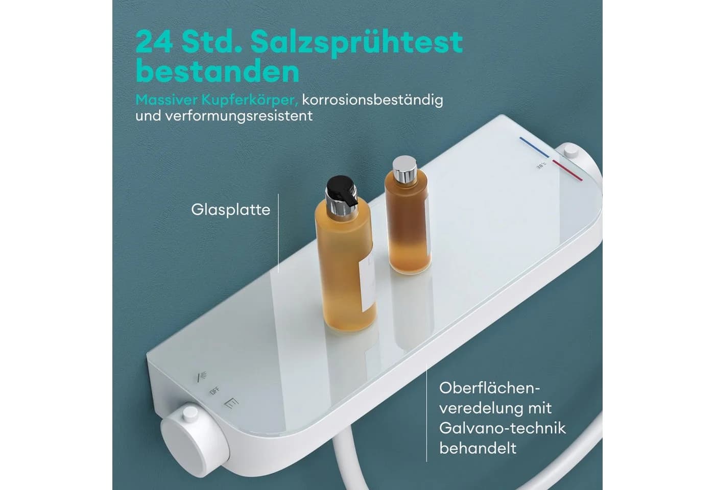 Mai & Mai Duscharmatur Duschsystem mit Thermostat Komplettset 3 Strahlarten - Bild 3
