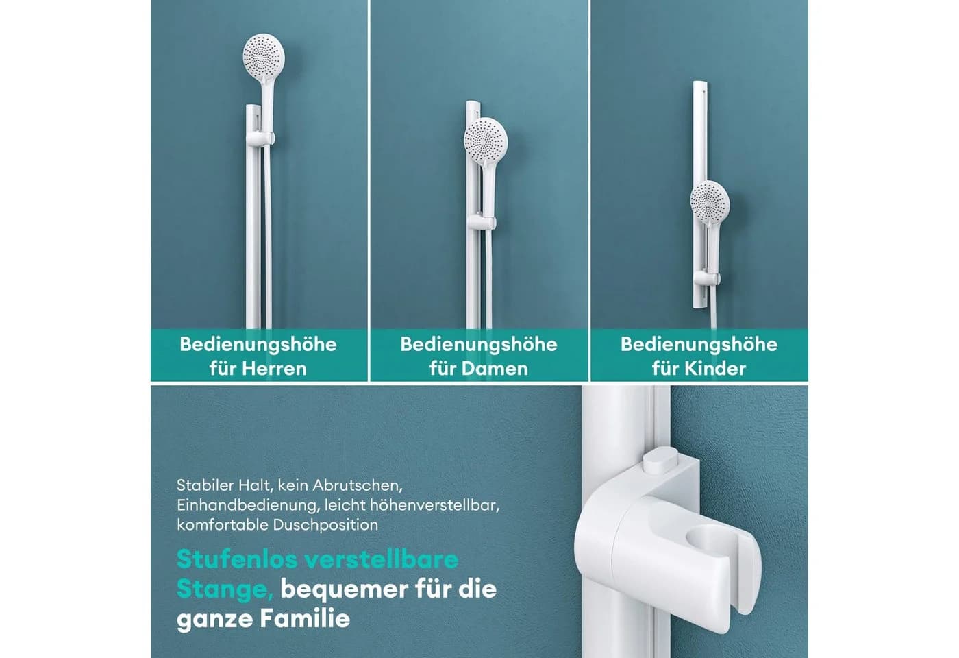 Mai & Mai Duscharmatur Duschsystem mit Thermostat Komplettset 3 Strahlarten - Bild 5