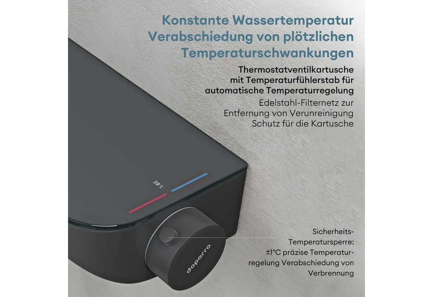Mai & Mai Duscharmatur Duschsystem mit Thermostat Komplettset 3 Strahlarten - Bild 3
