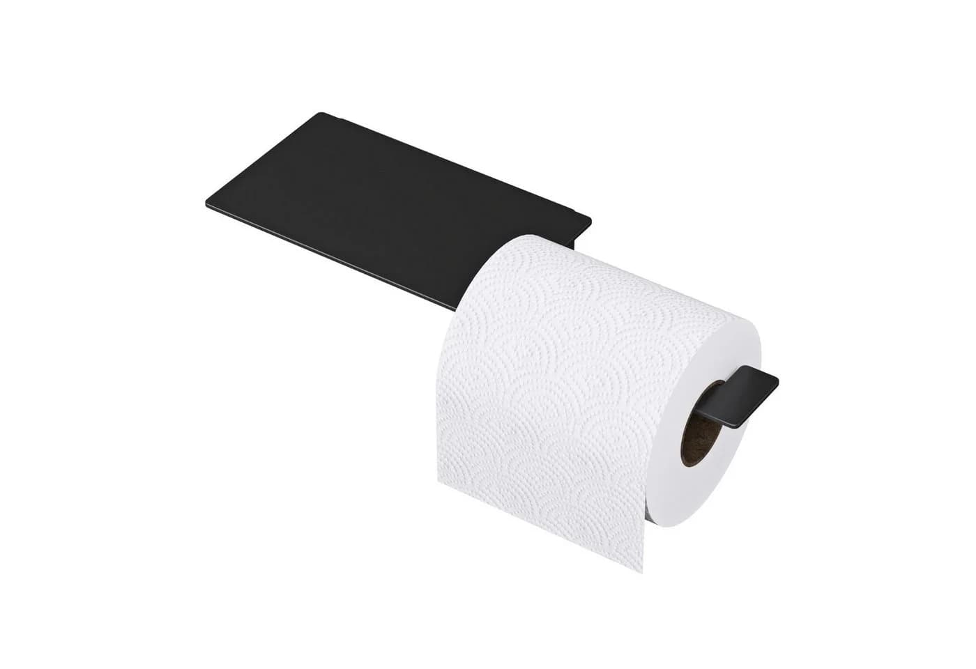 Mai & Mai Toilettenpapierhalter mit Ablage & Endehaken Edelstahl Schwarz/Weiß - Bild 2