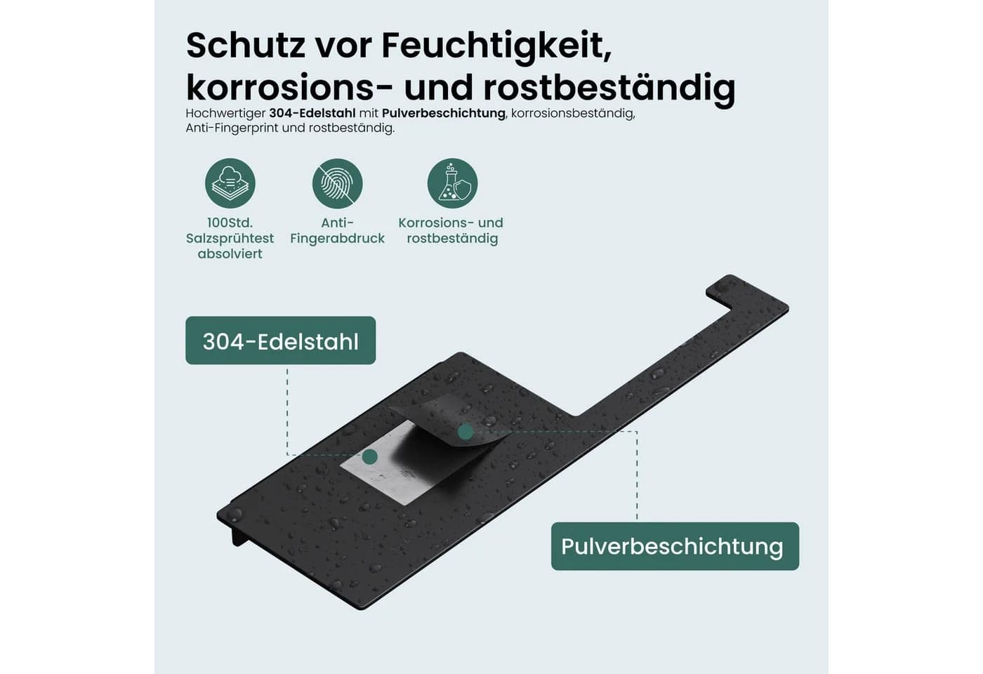Mai & Mai Toilettenpapierhalter mit Ablage & Endehaken Edelstahl Schwarz/Weiß - Bild 3