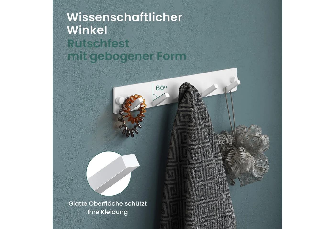 Mai & Mai Wandgarderobe Kleiderhaken 5 Haken Edelstahl Matt Schwarz - Bild 5