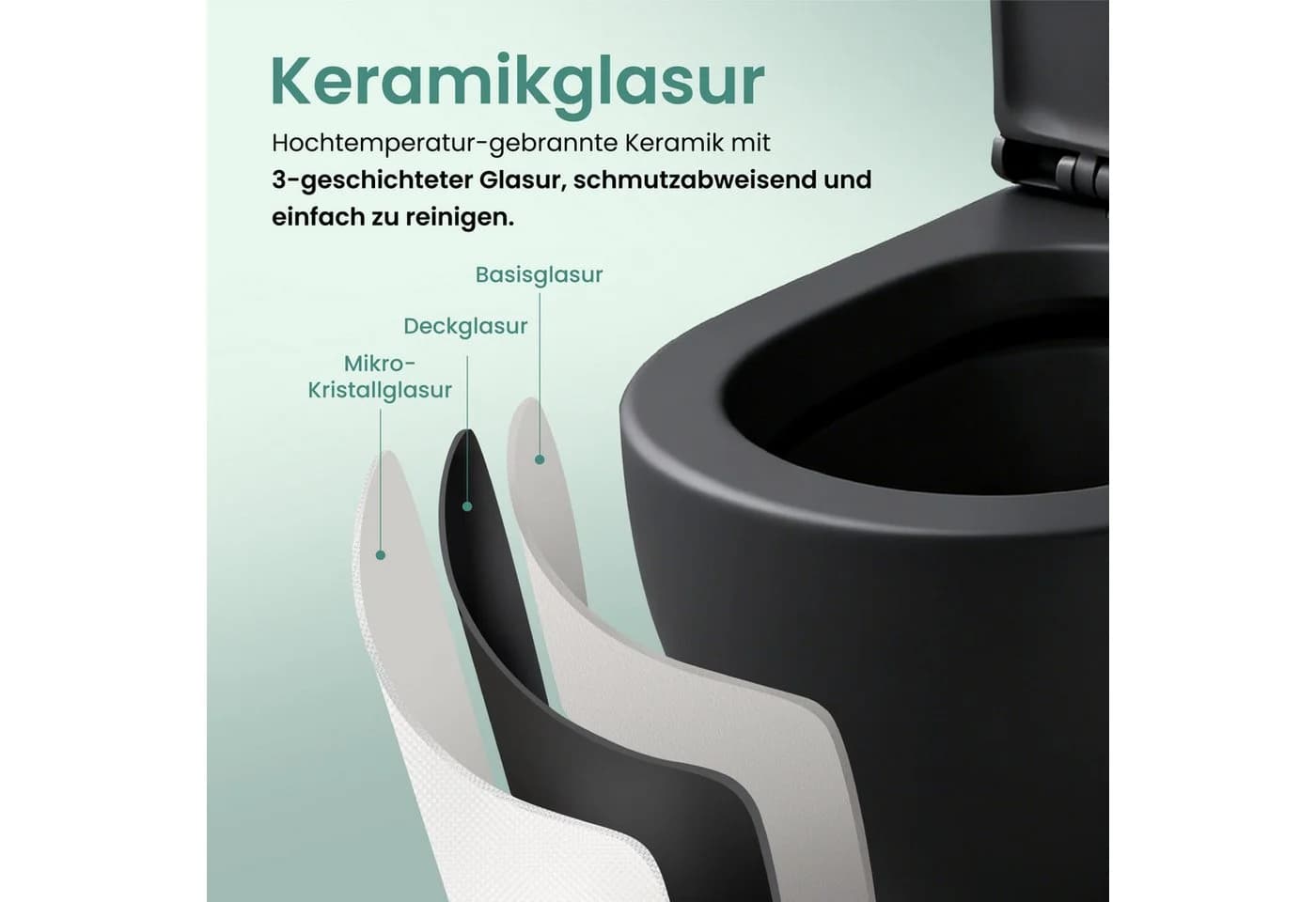 Mai & Mai Hänge-WC spülrandlos mit Softclose-Sitz Schwarz - Bild 5