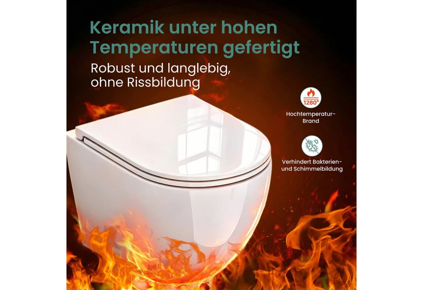 Mai & Mai Hänge-WC spülrandlos mit Softclose-Sitz weiß - Bild 4